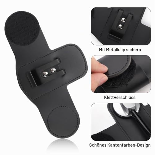 Stethoscope Holder, Soft Leather Stethoscope Holder with Clip, Easy to Remove and Carry Stethoscope Accessories for Doctors, Nurses, Paramedics (Black)