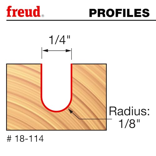 Freud 18-114 1/8-inch radius round nose bit with 1/2-inch shank and red Perma-Shield coating
