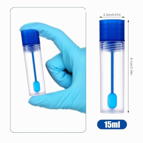 Pack of 12 Chair Sample Tubes, 15 ml Faecal Sample Tube with Spoon and Label Sticker Dog and Cat, Chair Tube with Spoon, Examination Tube for Pets for Testing
