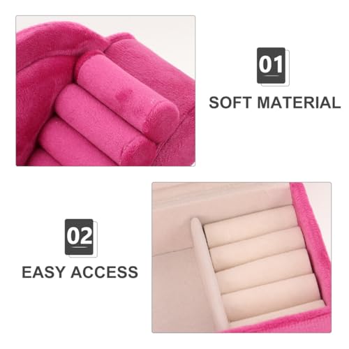 Velvet Jewelry Organizer Box Sofa Bed Shape with Divided Sections for Earrings Necklace Storage Small Jewelry Display Holder for Women Vanity Home Decor