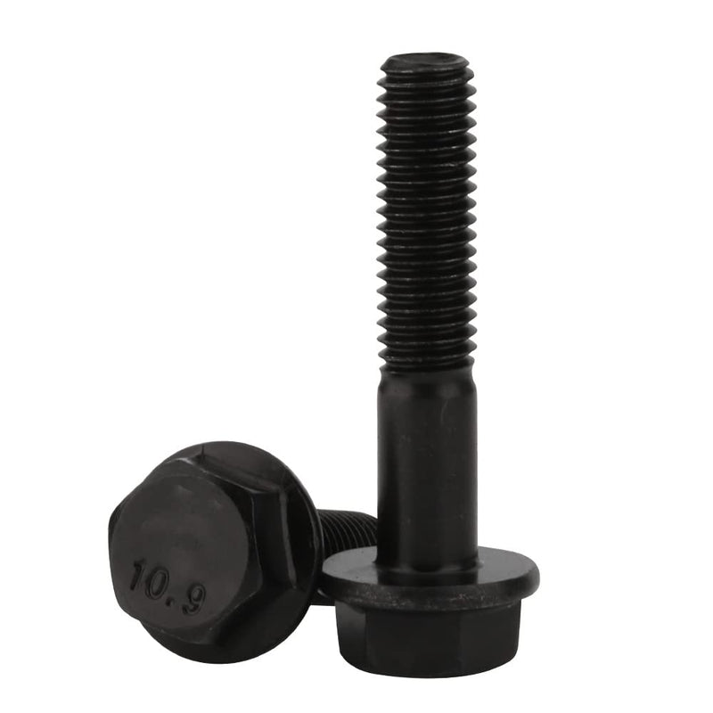 [Australia - AusPower] - M8 x 35mm Flanged Hex Head Bolts Flange Hexagon Screws, Grade 10.9 Alloy Steel, Black Oxide Finish, Partial Thread, 10 PCS M8 x 35mm Partial Thread 