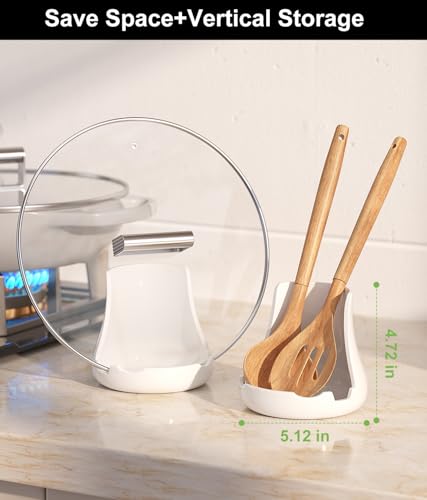 Upright Ceramic Spoon Rest, Matte White Kitchen Cooking Spoon Holder 1