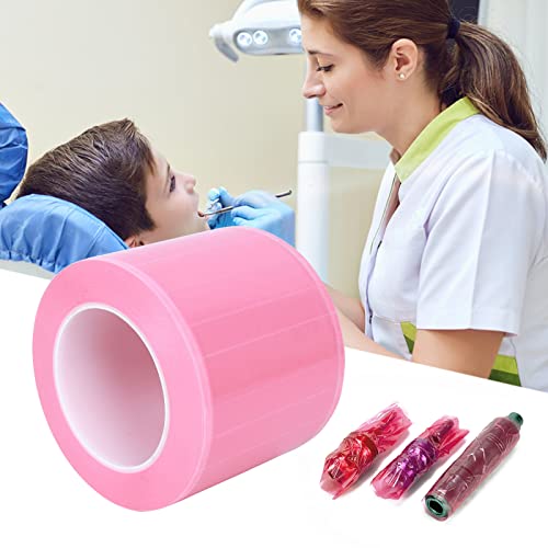 Dental Protective Film, 1200 Sheets, PE Disposable Protective Film, Plastic Tattoo Protective Film for Dental Materials, Barrier Film, Sticky (Pink) Pink