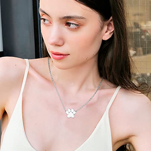 Dog Paw Print Cremation Jewellery for Ashes 925 Sterling Silver Pet Dog Urn Necklace for Ashes Keepsake Pendant Necklace Cat Memorial Gifts for Women Girls