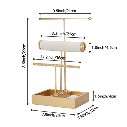 Jewelry Organizer Stand 3 Tier Hanging Jewelry Organizer for Earring Necklace Bracelet Holder Jewelry Ring Perfume Organizer Box Holder Storage (3-Tier Gold)…… 3-Tier Gold