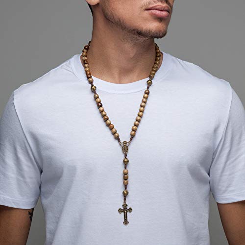 Intercession™ Our Father Sacred Handmade Solid Wood Rosary (Our Lady - Walnut)