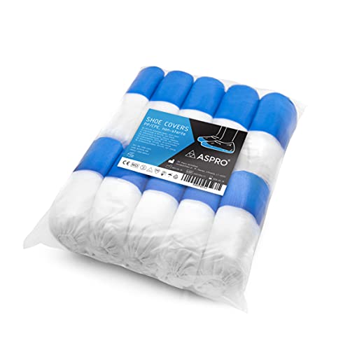 ASPRO 1 Pack of 50 (50 Pieces) Extra Strong Overshoes - Heavy Duty Shoe Covers - Disposable - Waterproof - Indoor & Outdoor - For Home, Garden, Construction Site, Car, Hospital, Laboratory etc.