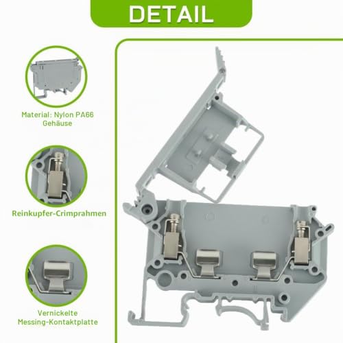 UK5- UK5RD Without LED, DIN Rail Fuse Terminal Base, Disconnect Block Screw Terminal (Pack of 10), Easy to Use