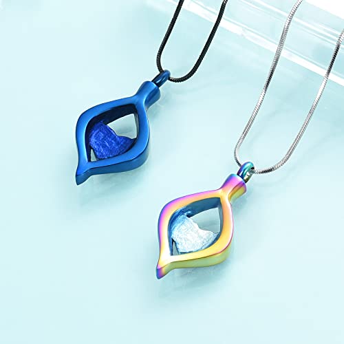 Cremation Jewelry for Ashes Double Heart Keepsake Memorial Urn Jewelry With Free Heart Urn Stainless Steel Necklace Gifts for Women Girls Friends Colorful+ Blue
