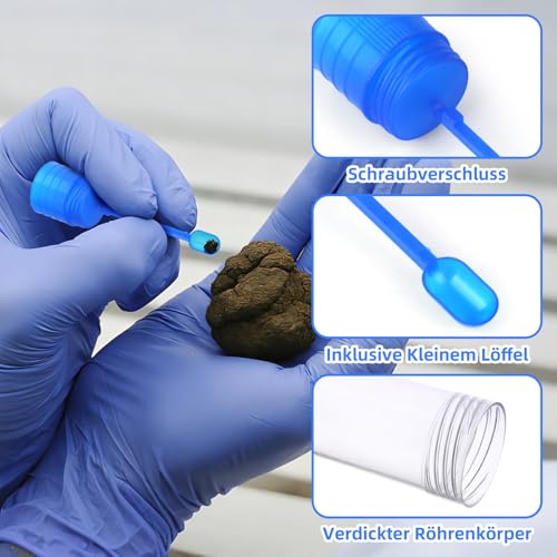 Chair Sample Tubes 15 ml with Spoon, Faecal Sample Tubes for Dogs, Cats and Chair Sample Tubes for Humans, Tight Examination Tube for Stool Sample | Stuhlprobenröhrchen Hund Kotprobenröhrchen Katze für Menschen Dichtes Untersuchungsröhrchen zur Stuhlpr...