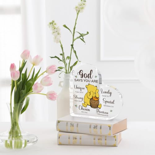 Cute Bear Inspirational Acrylic Desk Accessories Sign, Christian Religious Gifts for Women, Bear Bible Verse Encouragement Presents for Sister Mom Friend, Home Office Desk Decor Cheer Plaques Bear-5 4.0x4.0