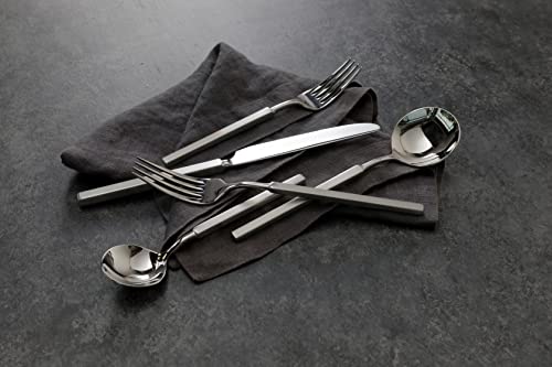 Fortessa Jaxson 18/10 Stainless Steel Flatware, Brushed/Mirrored Stainless Steel, 5 Piece Place Setting Service for 1 5 Piece Place Setting, Service for 1