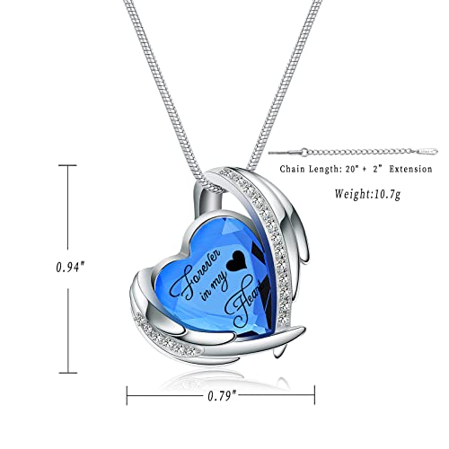 Heart Crystal Cremation Urn Necklace for Ashes, Stainless Steel Cremation Jewelry for Ashes Memorial Pendant Ashes Urn Necklace with Engraving and Filling Kit Blue Crystal