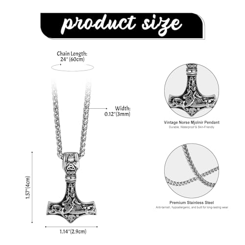 Cupimatch Thor Hammer Urn Necklace Stainless Steel