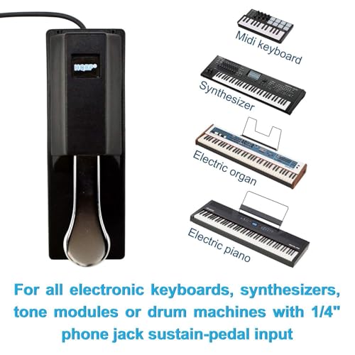 HQRP Sustain Pedal compatible with Yamaha YPG-235 / YPG-535 / YPT-230 / YPT-330 / YPT-240 / PSR-E243 / MM6 / MM8 / MO6 / MO8 / MOX6 / MOX8 / MX49 / MX61 Keyboards Piano Style