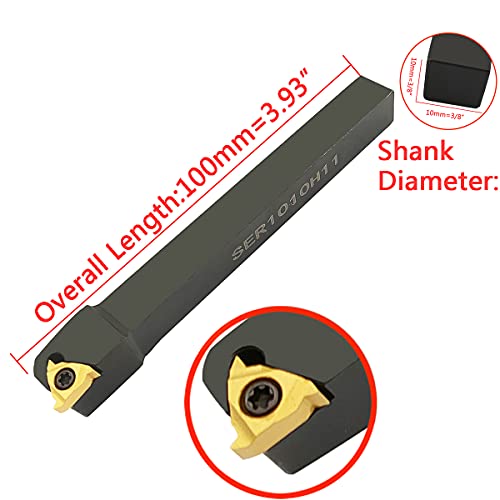 3/8" 1/2" Boring Bar SER1010H11+SER1212H11 Lathe Internal Threading Turning Tool Holder with 10pcs 11ER A60 Internal Threading Carbide Turning Inserts……