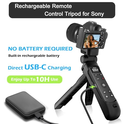 for Sony Vlogging Hand Grip Tripod, OLED Rechargeable Wireless Rechargeable Remote Tripod for Sony
