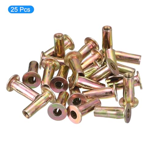 Awclub M6 multi-grip rivet nuts, 25-piece zinc-plated carbon steel flat head threaded inserts with pre-bulbed shank