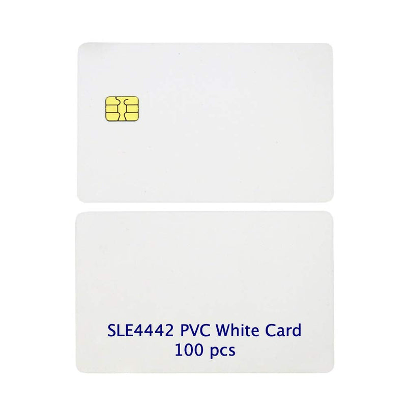 100 Pack ISO PVC Card with SLE4442 Chip Blank Smart intelligent Card Contact IC Card Safe White Key Card for Access Control No Printing 100 pcs