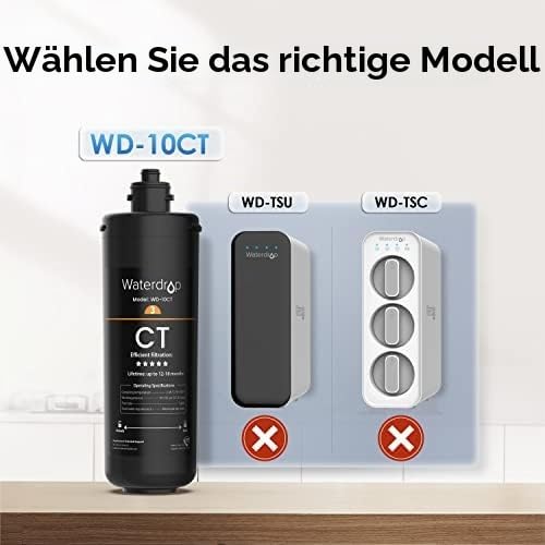 Waterdrop 10CT Replacement Filter for TSA & TSB Undersink Water Filter System | Reduces chlorine, bad taste and odor, improves water taste, 12-18 months