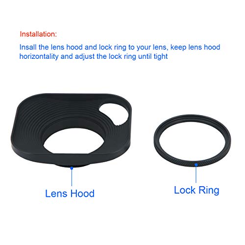 Haoge LH-B39P 39mm Square Metal Screw-in Lens Hood Hollow Out Designed with Cap for Leica Rangefinder Camera with 39mm E39 Filter Thread Lens Black