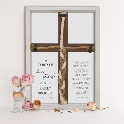 FZMHASLWWA Cord of Three Strands Wedding Ceremony Unity Sign, White, 15x10" 15"L x 10"W