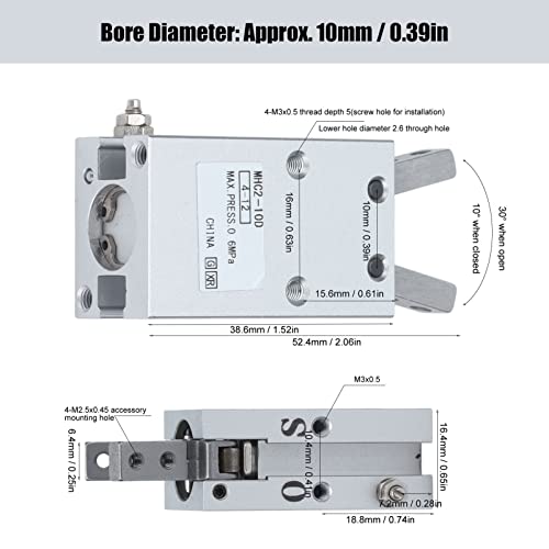 0.15-0.6MPa Double Acting 2 Claws Air Gripper Pneumatic Cylinder 10mm Bore Diameter Parallel Style Finger Small Manipulator,Industrial Robots and Accessories