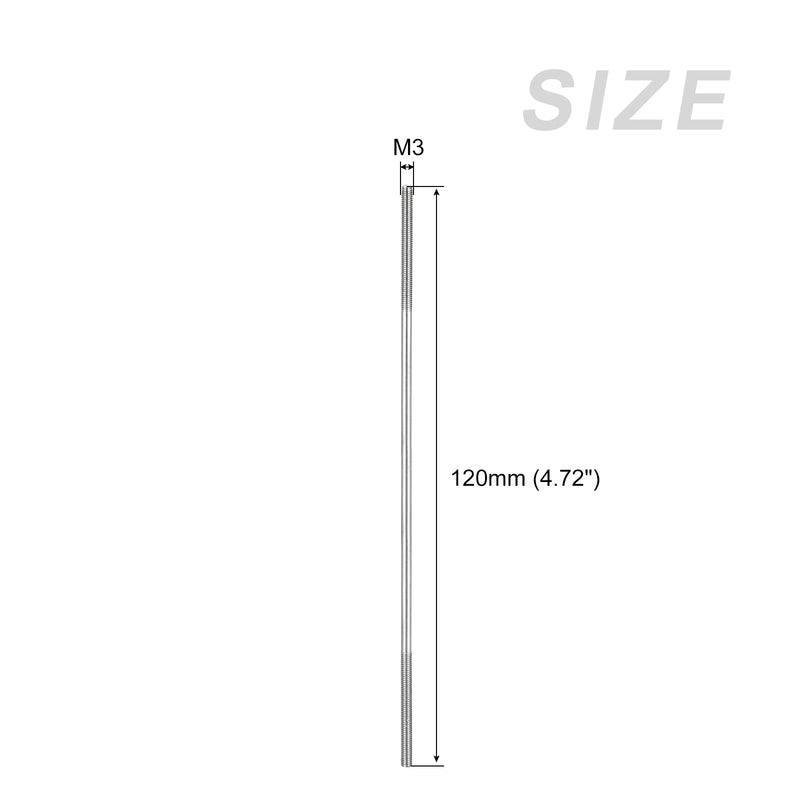 [Australia - AusPower] - METALLIXITY Double Ended Stud Screws (M3 Thread 120mm Length) 10pcs, 304 Stainless Steel Dual Threaded Rod Bolts - for House Maintenance M3x120mm 10 