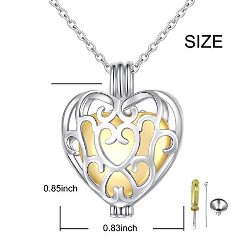 S925 Sterling Silver Cremation Urn Memorial Pendant Necklace Drop Teardrop Heart Cross Cylindrical with Hollow Jewelry Sunflower/Sun and Moon Ashes keepsake