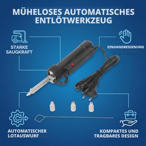 Fafeicy BBT680 Professional Electric Desoldering Pump Soldering Suction Mini Automatic Portable for Electronics Repair with 220 V EU Plug ABS Stainless Steel