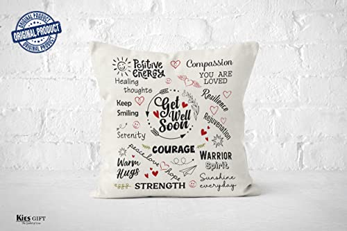 CROWNLY® (Double-Sided) Get Well Soon Gifts for Women and Men Pillow Cover Inspirational 18x18 Throw Pillows Kids Feel Better