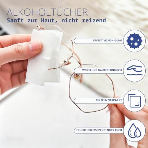 Pack of 400 Alcohol Swabs, Alcohol Pads with Travel Size, 75% Alcohol Wipes, Hygienic, Individually Packed, Ready to Use for Removing Sticky Nails, Mobile, Keyboard and Surfaces, 6 x 3 cm