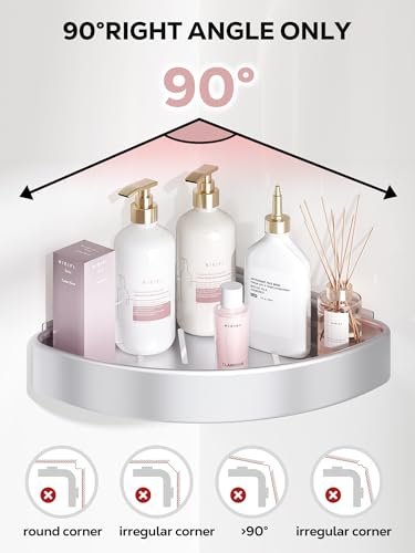 Two silver Nieifi adhesive shower caddies, corner-mounted, designed for bathroom organization and storage.