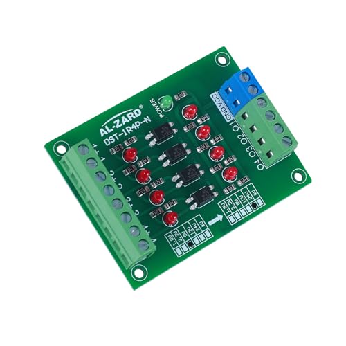 4 Channel Optocoupler Insulation Board, DST-1R4P-N 5V to 24V Optocoupler Insulation Module PLC Signal Converter Board for Signal Isolation, Single Chip Microcomputer