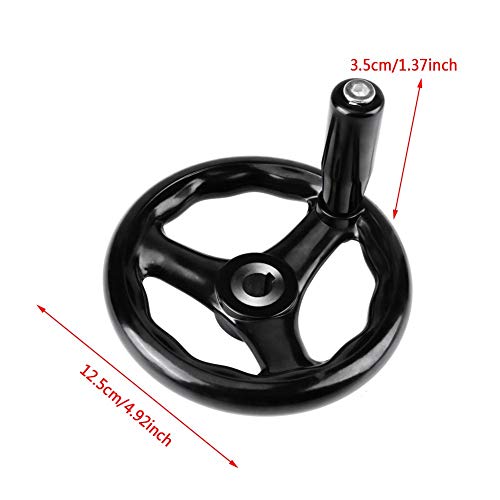 Black Round 3 Spoke Hand Wheel Electric Wood Bakelite Three Hand Wheel Machine Hand Wheel 12 * 125mm for Lathe Milling Machine