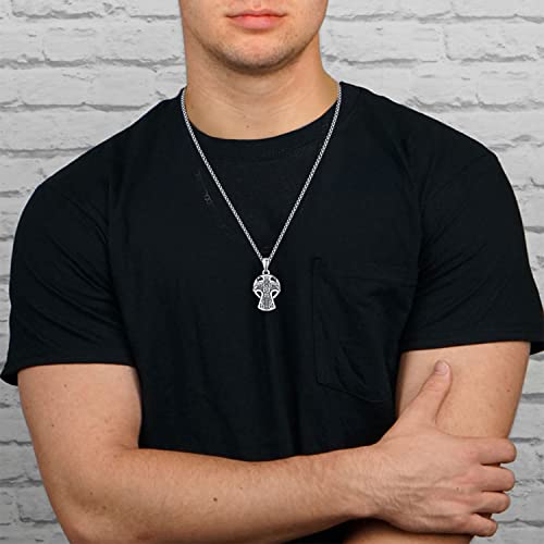 KINGWHYTE Celtic Cross Saint Michael Necklace 925 Sterling Silver for Men