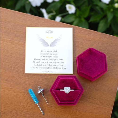 Hope Rings – Forever In My Heart Memorial Urn Ring – Handcrafted 925 Sterling Silver – Adjustable Wrap Ring for Ashes – Hypoallergenic, Thoughtful Gift for Men and Women (Sterling Silver, Adjustable) Gift Box + Message Card