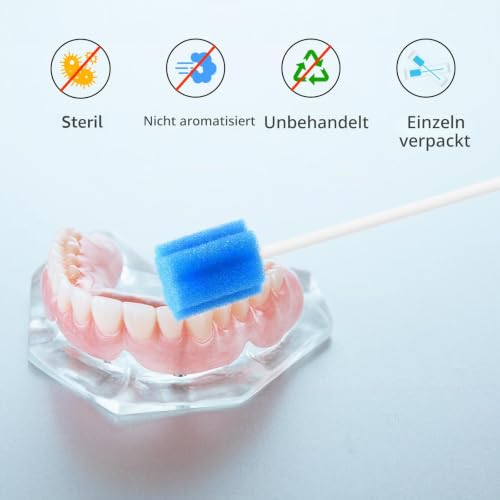 ARGOMAX Pure Mouth Sponges (Pack of 50) - Soft Foam Dental Swabs for Oral Hygiene, Cleaning Teeth and Gums for Care Pack of 50 Plum Blossom Blue