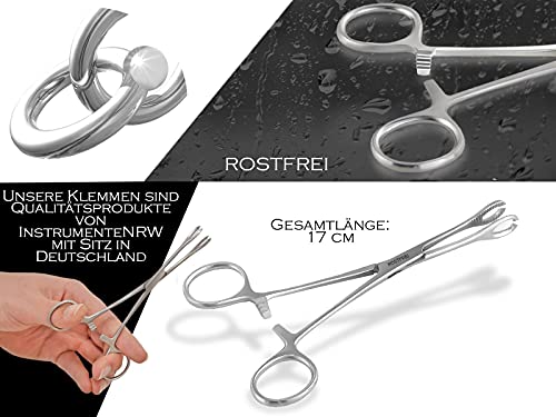 Piercing Clamp Oval Open on Piercing Pliers Head 17.0 cm | Piercing pliers with oval, internally toothed open jaw for a precise fit. With locking function for fixing