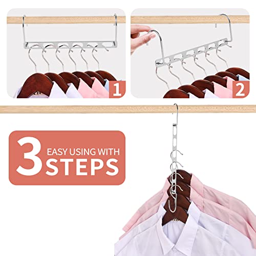 Metal Space Saving Hangers for Clothes, Collapsible Hanger Organizer 12Pack Chrome Metal