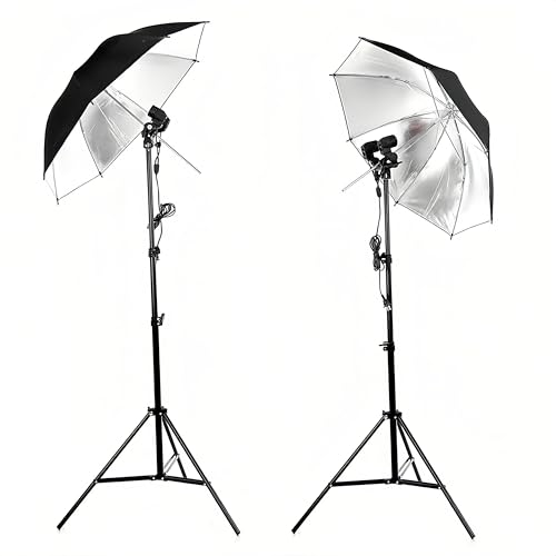 [2 Pack] 33'' Photography Umbrella Black & Silver Flash Umbrella black/silver