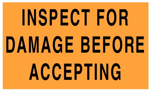 ChromaLabel 3 x 5 Inch Inspect for Damage Imprinted Shipping Handling Labels, Fluorescent Orange,100 Roll 3" x 5" 100/Roll