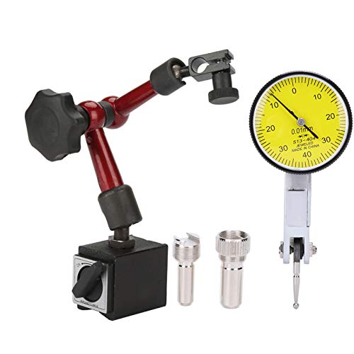 Dial Indicator with Magnetic Holder 0~0.8 mm Magnetic Measuring Tripod with Dial Gauge Metal Flexible Strong Magnetic Base Holder + Lever Dial Indicator Shockproof