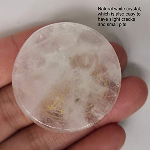 Flower of Life Engraved Natural Crystal Palm Stone | Sacred Geometry Pocket Stone for Meditation & Mindfulness | 35mm Polished Worry Stone, Rock Quartz