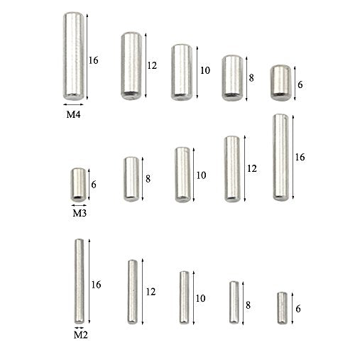 XINGYHENG 225-piece 304 stainless steel M2 M3 M4 dowel pin assortment kit with storage box