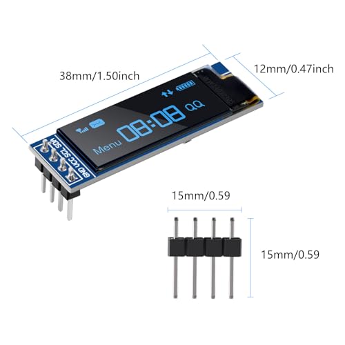 3pcs 0.91 Inch I2C Display Module, IIC I2C Display OLED Display Module 128 x 32 3.3 V/5 V for Arduino and Other Microcontrollers (Blue)