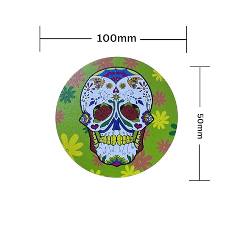 Herb Grinders, Glamified Grinder for Dry Herb Portable Zinc Alloy Metal Grinder,Multicolour,100mm x 50mm (Skull Printed) Skull Printed