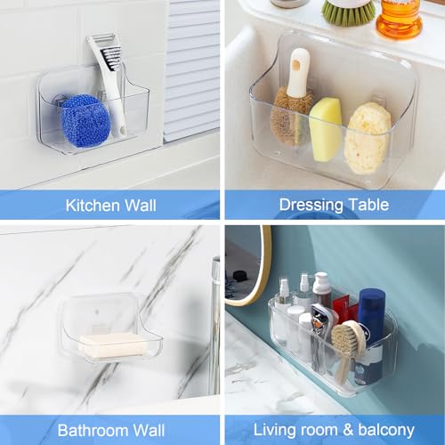 Diesisa Acrylic Wall Mount Organizer, 3Pcs Clear Adhesive Bathroom Shelves Clear - 3 Baskets