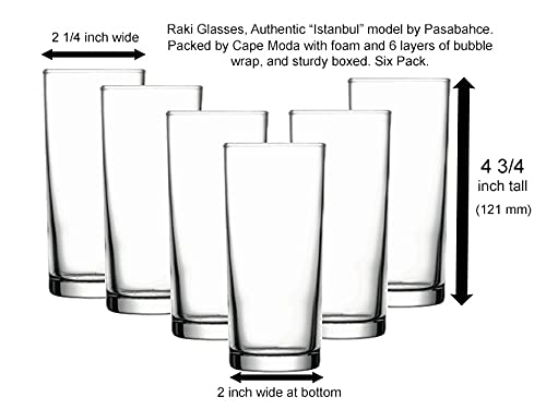 Turkish Raki Glasses, Istanbul Model, Set of 6, Cape Moda Packed with inner foams between glasses, and thick layers of bubble wrap, and sturdy boxed