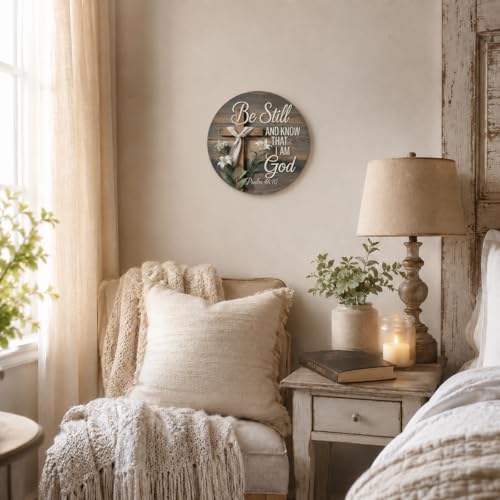 Be Still and Know I Am God Metal Sign 8x8in Round Scripture Plaque for Home Wall Decor Christian Gift Be Still and Know That I Am God